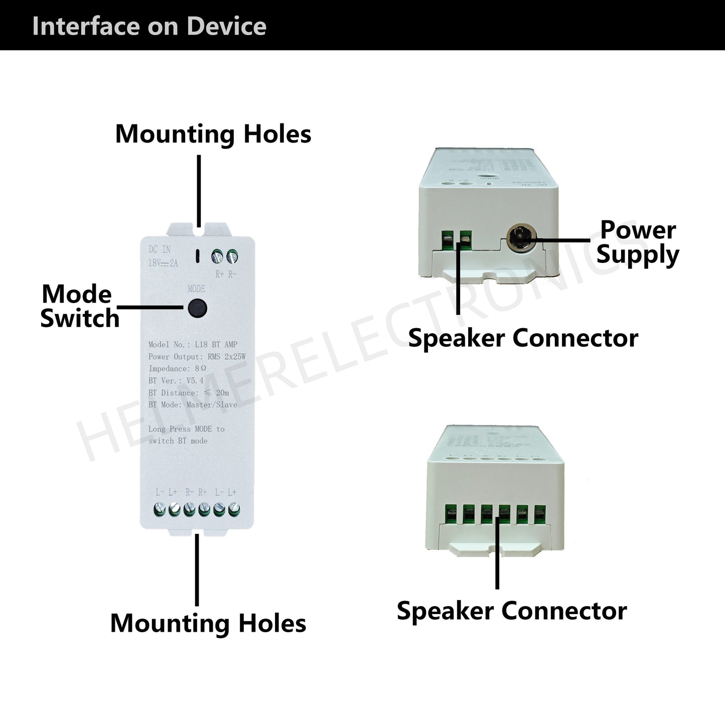 HELMER Bluetooth-Compatible Mini Stereo Audio Amplifier Links Unlimited Units for Whole Home Sync Audio L18