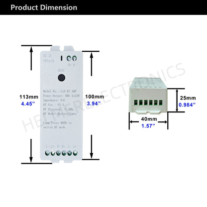HELMER Bluetooth-Compatible Mini Stereo Audio Amplifier Links Unlimited Units for Whole Home Sync Audio L18